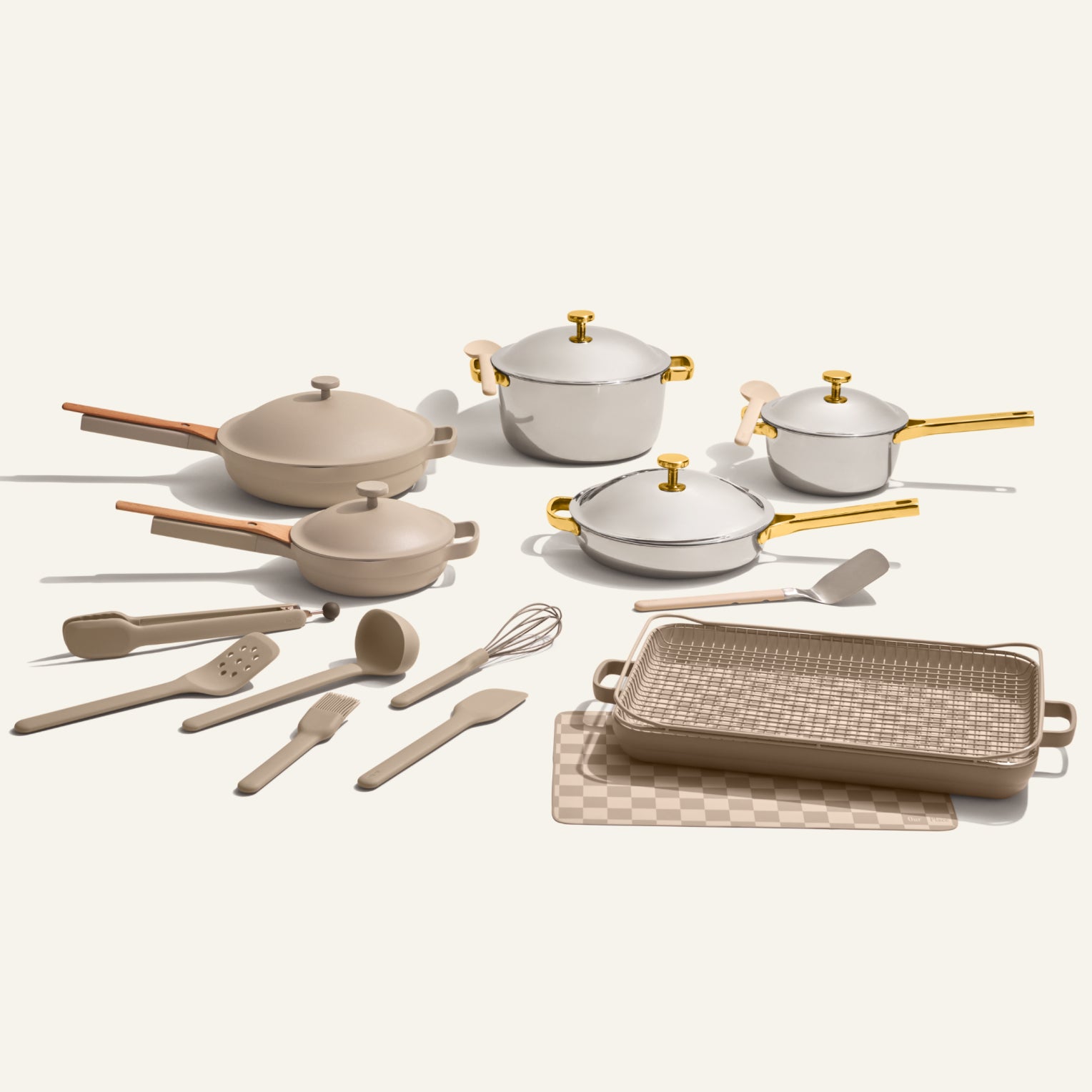our-place-ProductThumbnail-ChefSet25Piece-TitaniumPerfectPot-TitaniumAlwayPan-TitaniumMiniPerfectPot-Gold-LargeAlwaysPan-MiniAlwaysPan-BakersTrio-Steam.jpg